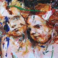 google image martin sarovec acrylic painting of two angels named Silent 1, modern art gallery los angeles
