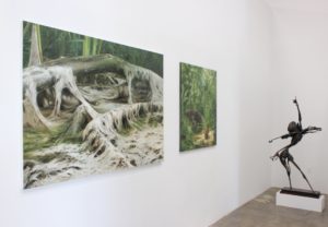 igor-kitzberger-paganini-welded-bronze-sculpture-jirka-houska-cryptozoology-marek-slavik-prehistoric-landscape-oil-painting-swamp-knupp-gallery-los-angeles