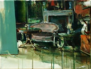 tomas spevak artist oil painting Castle, 12 x 16´´ (30 x 40 cm), knupp gallery la, exhibition between spaces