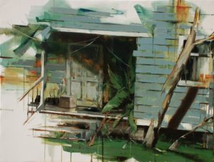 tomas spevak oil painting Backyard, 39x5 x 51´´ (100 x 130 cm)