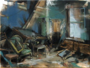tomas-spevak-oil-painting-collectors-interior-12x16-presented-by-knupp-gallery-los-angeles-contemporary-fine-arts