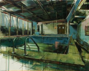 tomas spevak oil painting Swimming Pool, 31,5 x 40´´ (80 x 100 cm)