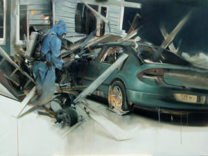 tomas-spevak-oil-painting-car-crash-oil-and-acrylic-on-canvas-presented-by-knupp-gallery-los-angeles