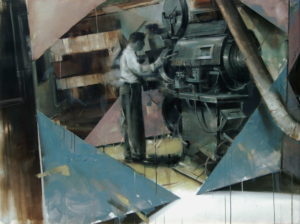 tomas spevak oil painting projection, oil on canvas, 150x200 cm, presented by knupp gallery los angeles, contemporary fine arts