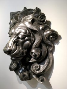 vaclav-rubeska-lions-head-hammered-iron-sculpture-90x60-cm-knupp-gallery-los-angeles