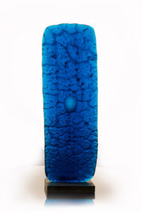 filip-nizky-glass-designer-melted-glass-sculpture-blue-column-contemporary-fine-art-glass-knupp-gallery-la
