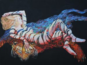 igor piacka painting the real leather, acrylic on canvas
