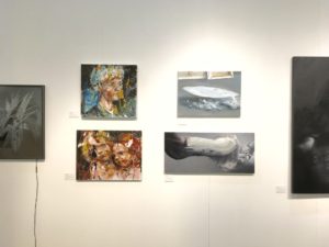 martin sarovec expressive portraits, jan uldrych abstract paintings at the la art show 2017 presented by knupp gallery la