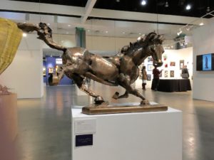 vaclav rubeska hammered bronze horse at the la art show 2017 presented by knupp gallery los angeles
