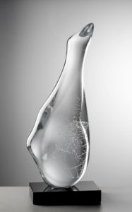 bohumil elias jr. - swan morning, melted optical glass, stone base, 78x23x31 cm