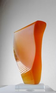 filip nizky - orange object, cut molded glass, matt and shine, 25 cm
