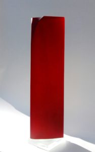 filip nizky - red diagonal, 45 cm, cut molded glass, matt surface